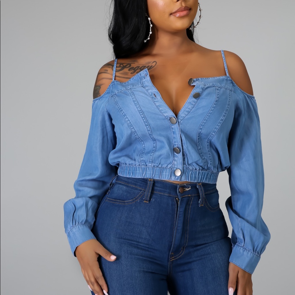 SHOULDER JEAN TOP